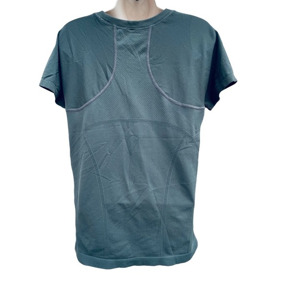 Athletic Top Short Sleeved Fitted Muscle Workout Grey Green like Run Swiftly - Picture 5 of 13